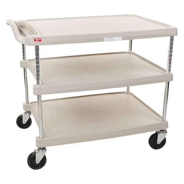 Laboratory Utility Cart, Polymer, 3 Shelves, 34 3/8 in L, 23 1/2 in W, 35 1/2 in H