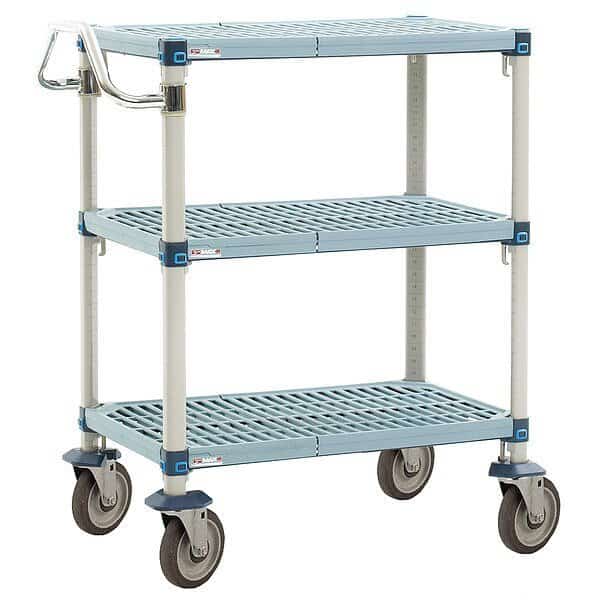 Laboratory Utility Cart, Steel, 3 Shelves, 36 in L, 24 in W, 39 in H