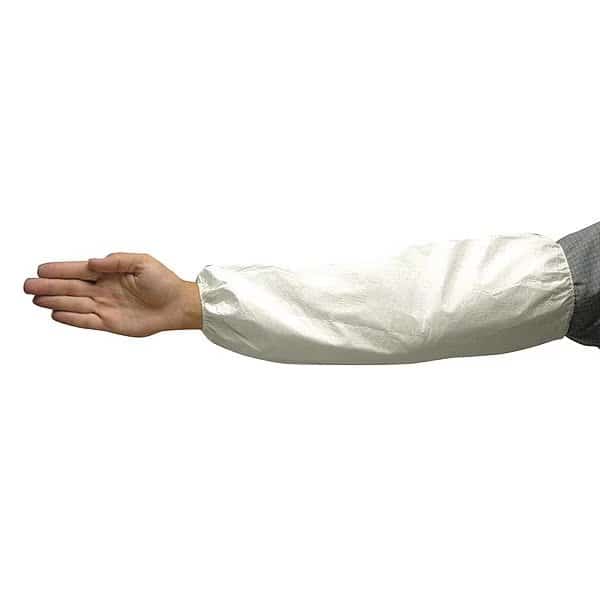 Disposable Sleeve, 18 in Length, 1 mil Thick, Serged Seam, White, 200 PK