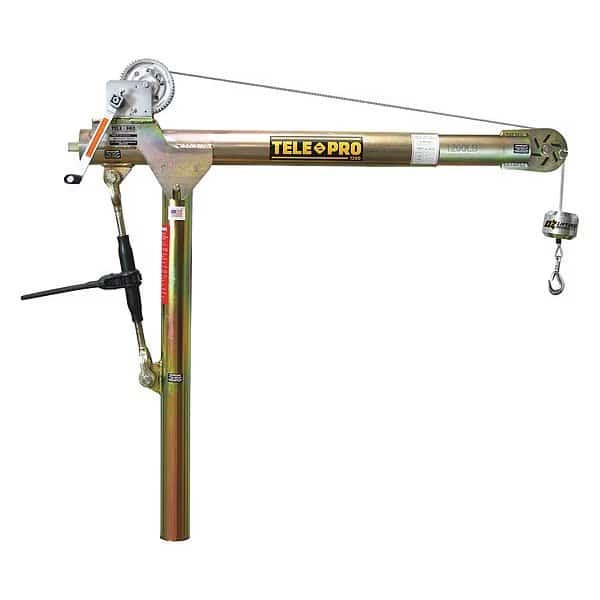 Davit Crane, 1,200 lb Capacity, 23 in to 66 in Reach, 0 in to 660 in Lift Range, Yellow