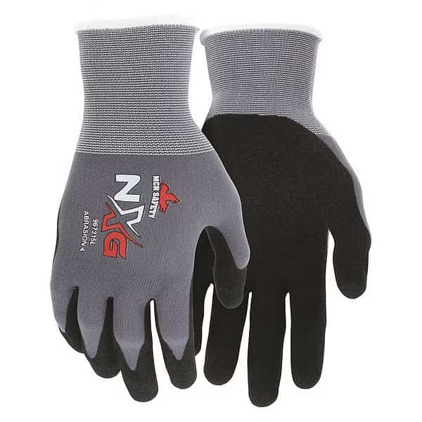 Knit Gloves, Nylon, Sandy Palm, Knit, Black/Gray, 2XL, 12 PK