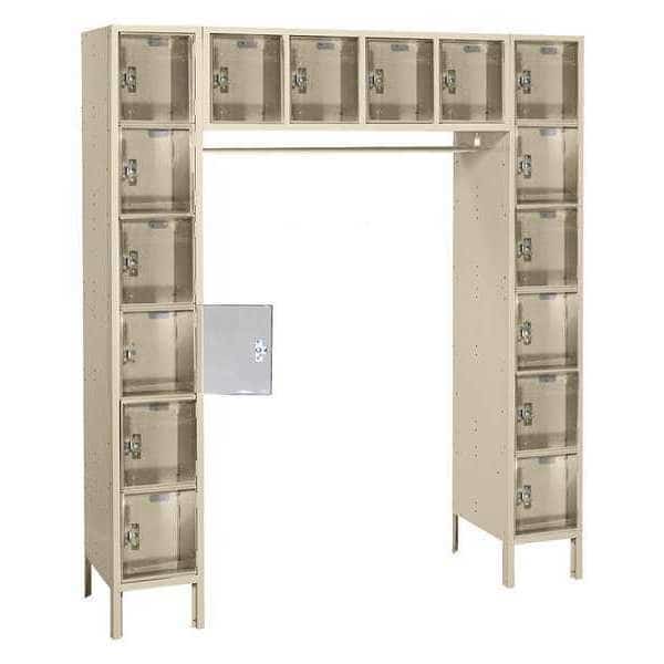 Box Locker, (4) Wide, (6) Tier, Steel, Beige, Powder Coated Finish, 69 in W, 18 in D, 78 in H