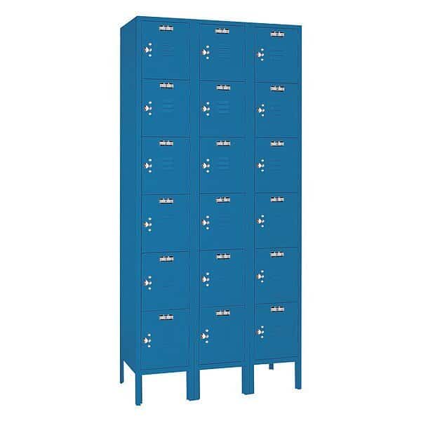 Wardrobe Locker, (3) Wide, (6) Tier, Steel, 36 in W, 12 in D, 78 in H