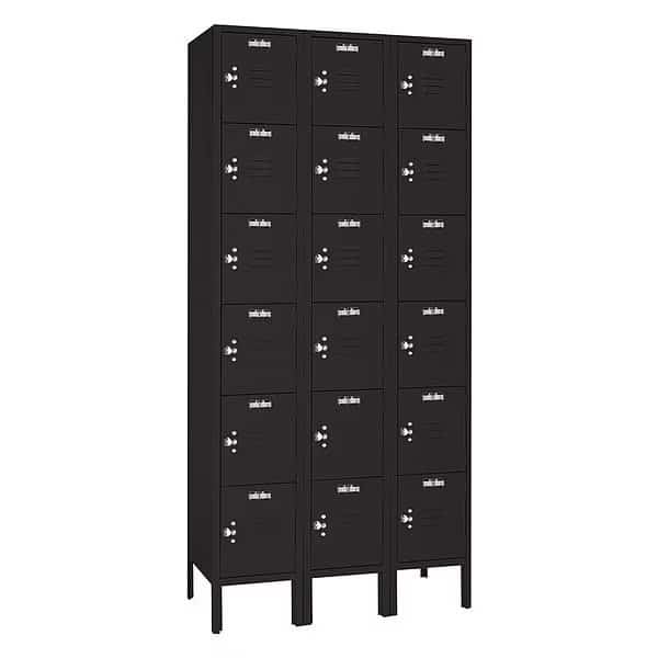 Wardrobe Locker, (3) Wide, (6) Tier, Steel, Powder Coated Finish, 36 in W, 12 in D, 78 in H, LYON, Mfr# KKC53323SU
