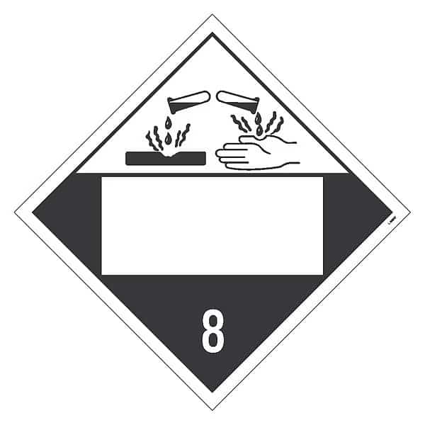Corrosive 8 Graphic Dot Placard Sign, Pk25, Material: Unrippable Vinyl