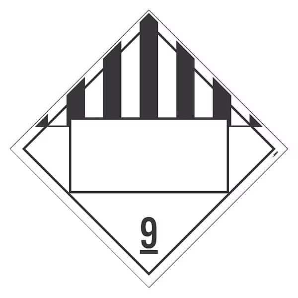 Placard Sign, 9 Dangerous Goods Blank Dot, Tag Board, Card Stock Vinyl, 10-3/4 in Width