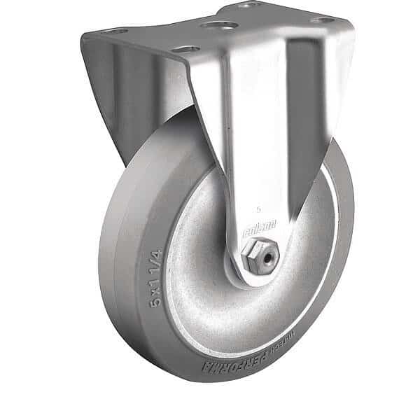 3" X 1-1/4" Non-Marking Rubber Hi-Tech Rigid Caster, No Brake, Loads Up To 150 lb