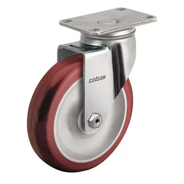5" X 1-1/4" Non-Marking Polyurethane Hi-Tech Swivel Caster, No Brake, Loads Up To 300 lb