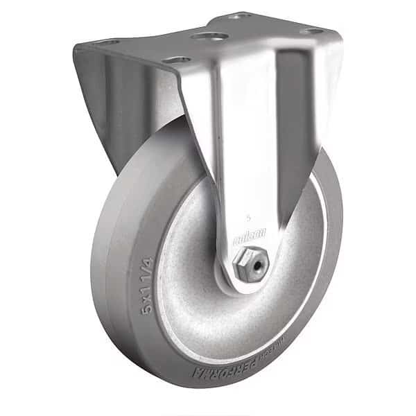 4" X 1-1/4" Non-Marking Rubber Performa (Flat) Rigid Caster, No Brake, Loads Up To 300 lb