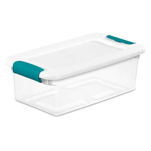 Storage Tote, 1.5 gal, 14-1/8 in L x 7-5/8 in W x 4-7/8 in H, Clear/White, Polypropylene