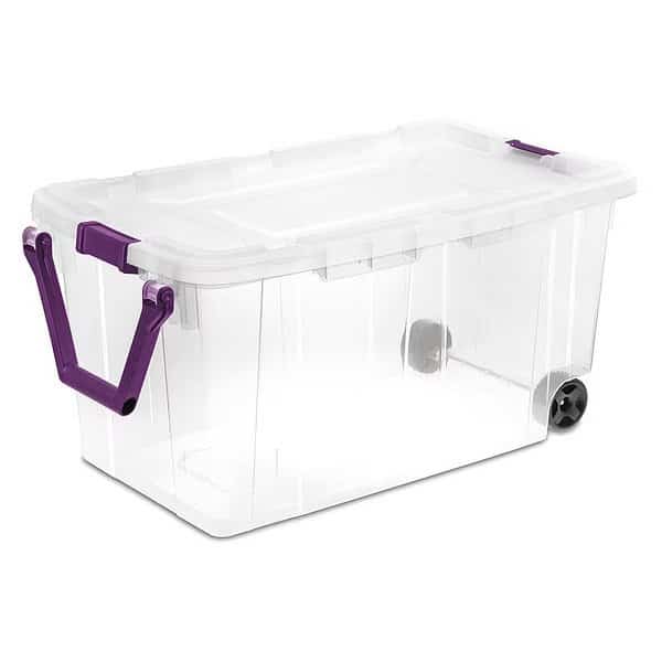 Storage Tote W/ Lid, 40 gal, 36-3/4 in L, 21-3/8 in W, 18 in H, Clear, Polypropylene