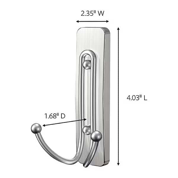 Hook, Nickel, Metal, 2 in D, PK2