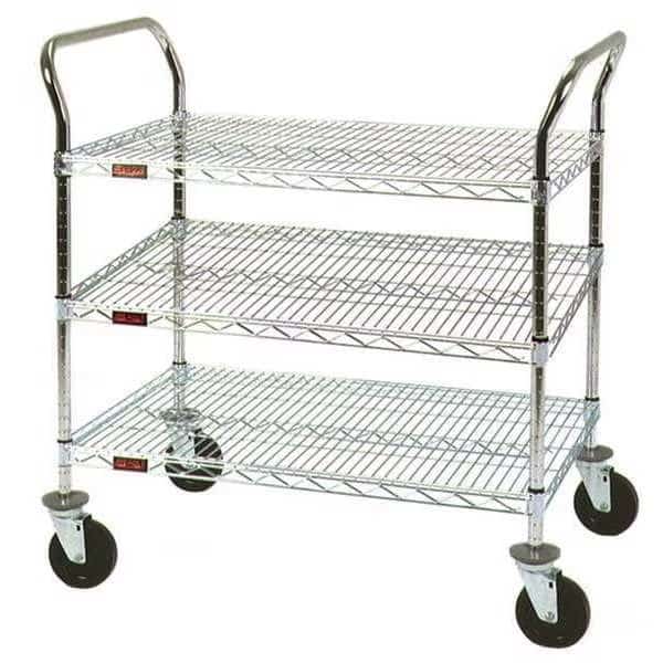 Utility Cart, 500 lb Load Capacity, 3 Shelves, 21" W, 37-3/4" H