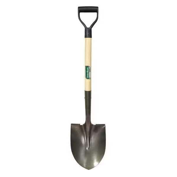 Round Point Shovel, #2 Carbon Steel Blade, 28 in L Hard Wood Handle