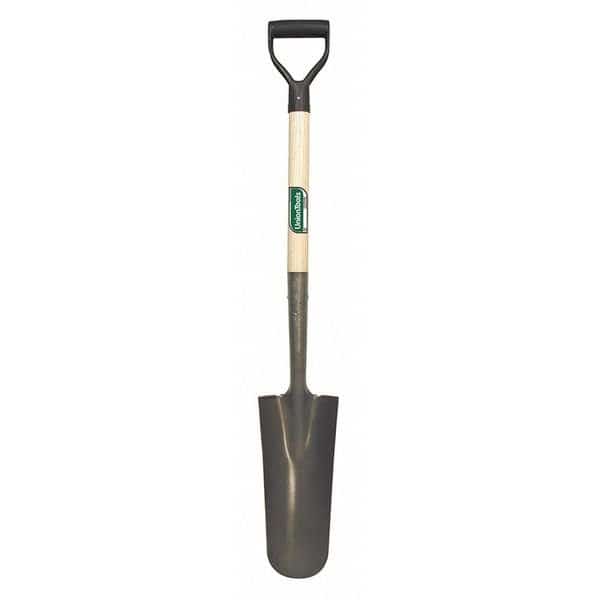 Drain Spade Shovel, 14" Tempered Steel Blade, 27 in L Hard Wood Handle