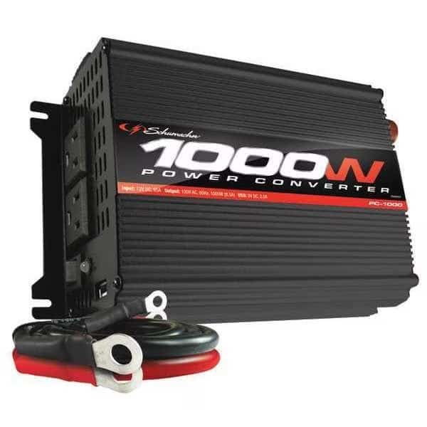 Power Inverter, Modified Sine Wave, 2,000 W Peak, 1,000 W Continuous, 2 Outlets, SCHUMACHER ELECTRIC, Mfr# PC-1000