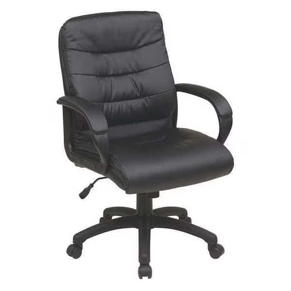 Mid Back Exec Faux Leather Chair, Black