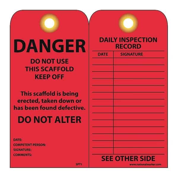 Danger Do Not Use This Scaffold Tag, Pk25, Nmc, Mfr#: SPT1