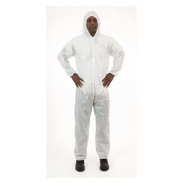 Disposable Coverall, Hooded, 4XL, SMS, Zipper, Elastic Cuff, Elastic Ankle, Serged Seam