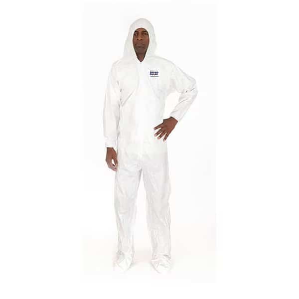 Coverall,w/Hood,Boot,XL,White,PK25, Mfr#: 8119, INTERNATIONAL ENVIROGUARD