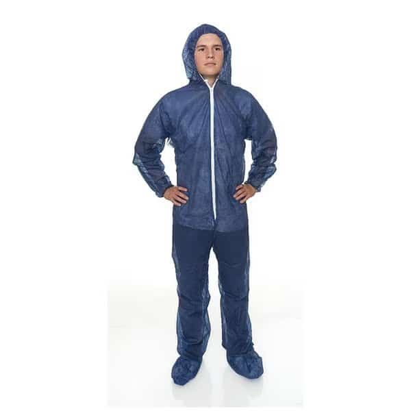 Coverall,w/Hood and Boot,4XL,Blue,PK25, Mfr#: N2019, INTERNATIONAL ENVIROGUARD