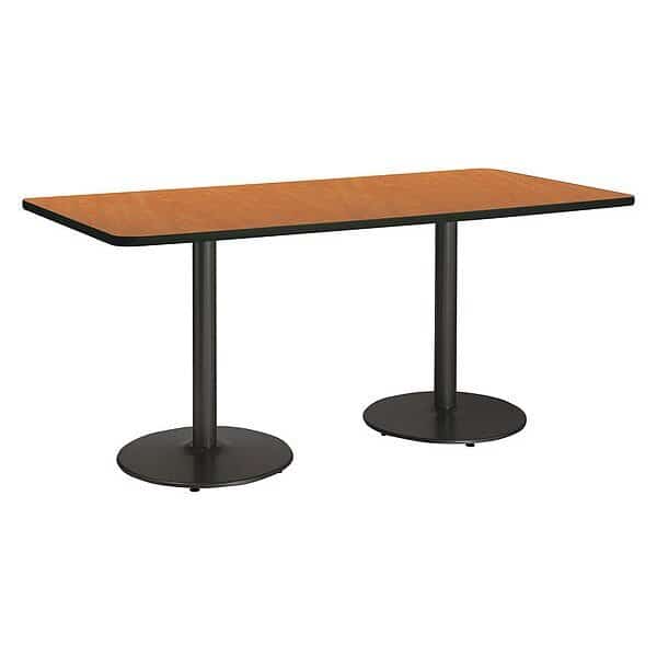 Rectangle Ped Table, Medium Oak/Black, 42"x96"x29", 96" W, 42" L, 29" (Cafe Height) H, HPL Top