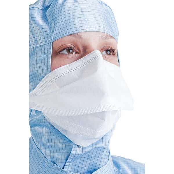 Cleanroom Mask, 3-Ply, Dual, Non-Adjustable Strap, None, White, M, 200 PK