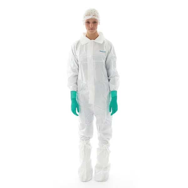 Disposable Coverall, Collared, L, Non-Porous Film Laminate, Zipper, Elastic Cuff, Elastic Ankle