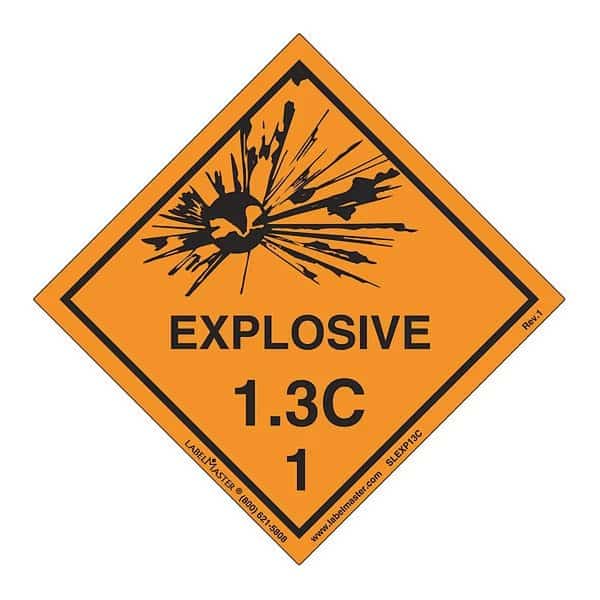 Explosive 1.3 C Label,Vinyl,PK500, Mfr#: SLEXP13C, LABELMASTER