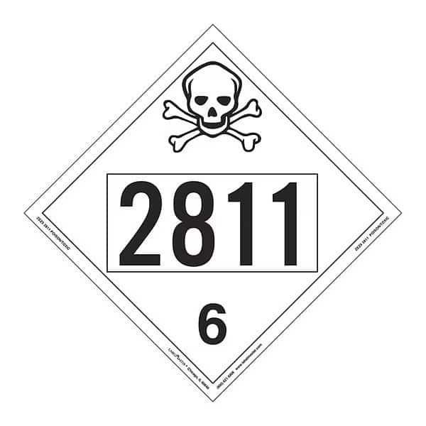 Toxic/Poison Placard,UN 2811,PK25, Mfr#: ZEZ52811, LABELMASTER