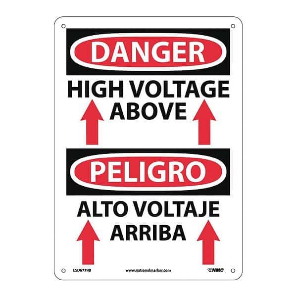Danger High Voltage Above Sign - Bilingual