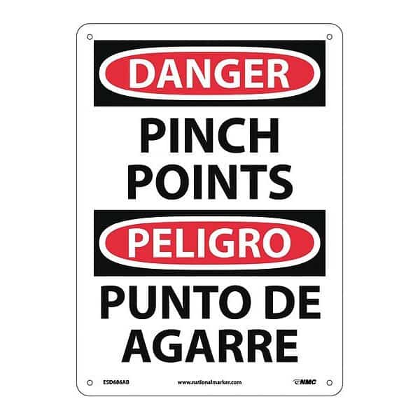 Danger Pinch Points Sign - Bilingual