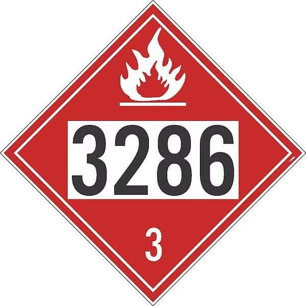 Four Digit 3286 Placard, Pk25, Material: Pressure Sensitive Removable Vinyl .0045