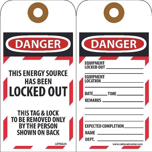 Danger This Energy Source Has Been Locked Out Tag, Pk25