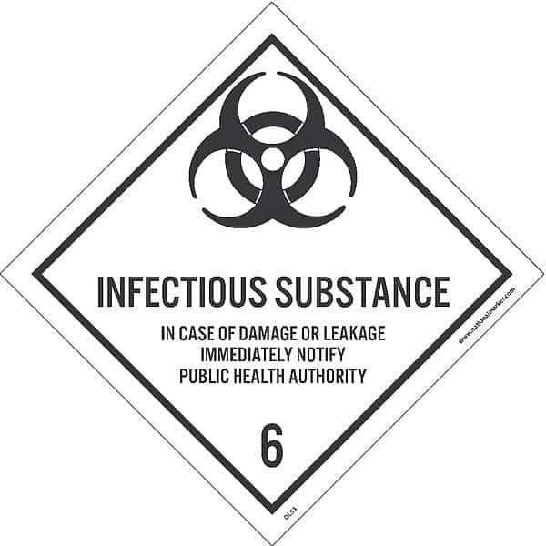Infectious Substance 6 Label, Material: Pressure Sensitive Vinyl .002