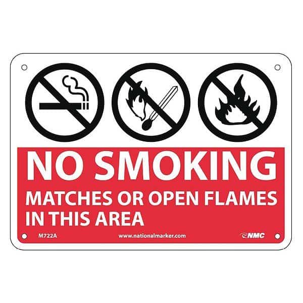 No Smoking Matches Or Open Flames In This Area Sign, M722A