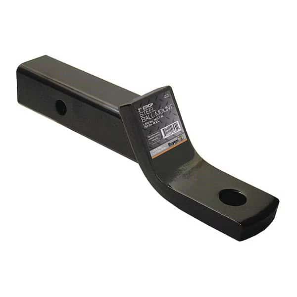 2 Inch Ball Mount With 2 Inch Drop x 8 Inch Long Tube Black