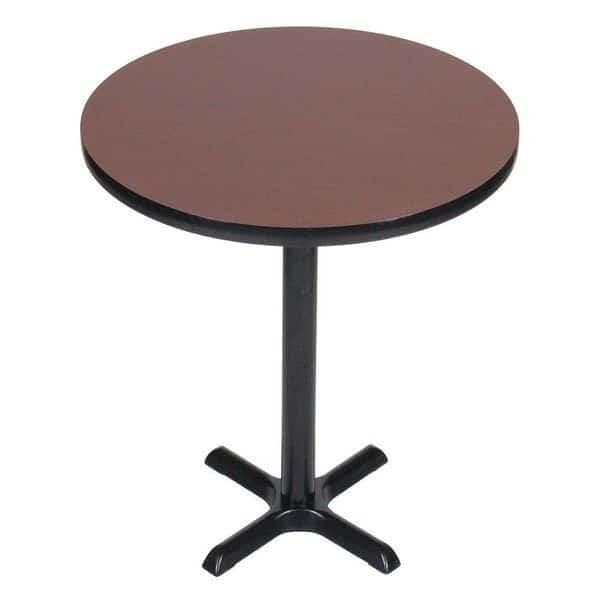 Round Standing Height Cafe Bistro and Breakroom Pedestal Table, 42" H, High Pressure Laminate Top