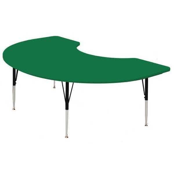 Kidney Adjustable Height Activity Kids School Plastic Blow Molded Table, 48" W, 72" L, 19" to 29" H