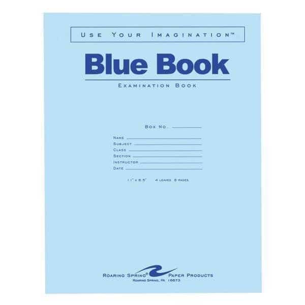 Case of Exam Blue Books, 11" x 8.5", 4 Sheets/8 Pages, Wide Ruled with Margin, PK600