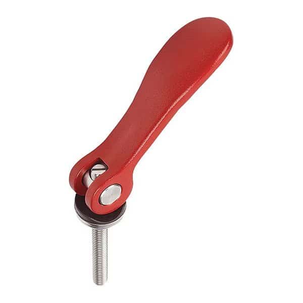 Cam Lever Adj. S0 M04X15, A=52, 3, B=18, Aluminum Red RAL 3003 Powder-Coated, Comp: Stainless Steel