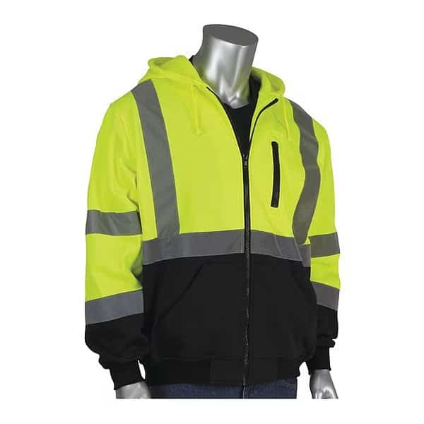 High Visibility Front Zip Sweatshirt, R3, R3, Fleece, Lime/Yellow, 4X