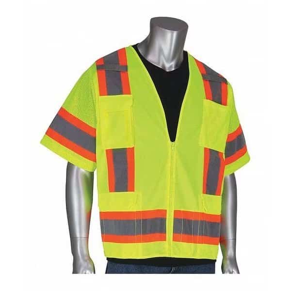 Hi-Vis Vest, 11 Pockets, Lime Yl, 3XL