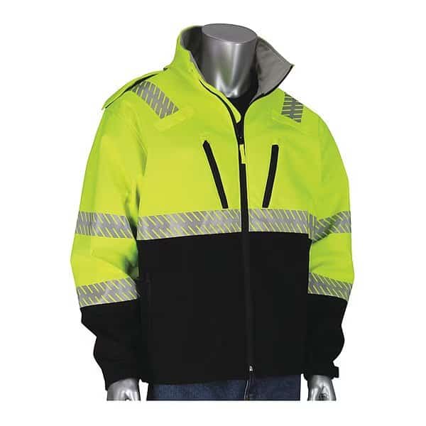 Hi-Visibility Jacket, Hood, Zipper, 5XL