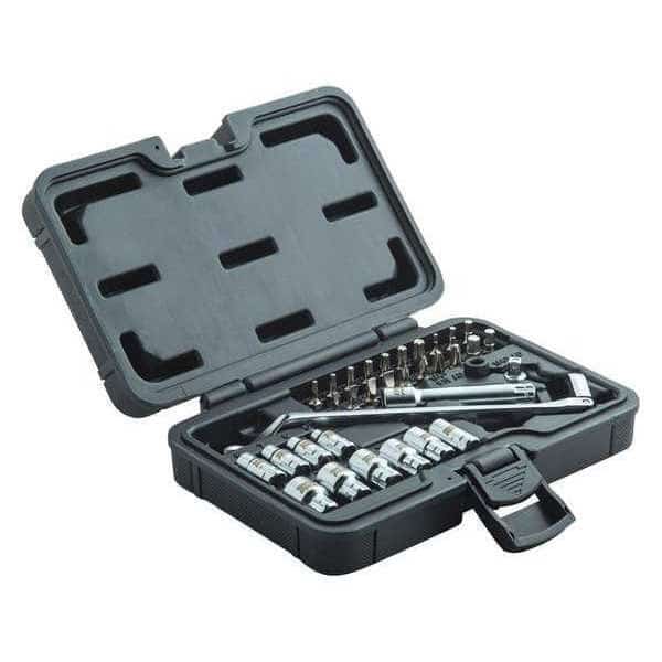 Flex Ratchet, Thru Sockets, 1/4", 34 pcs.