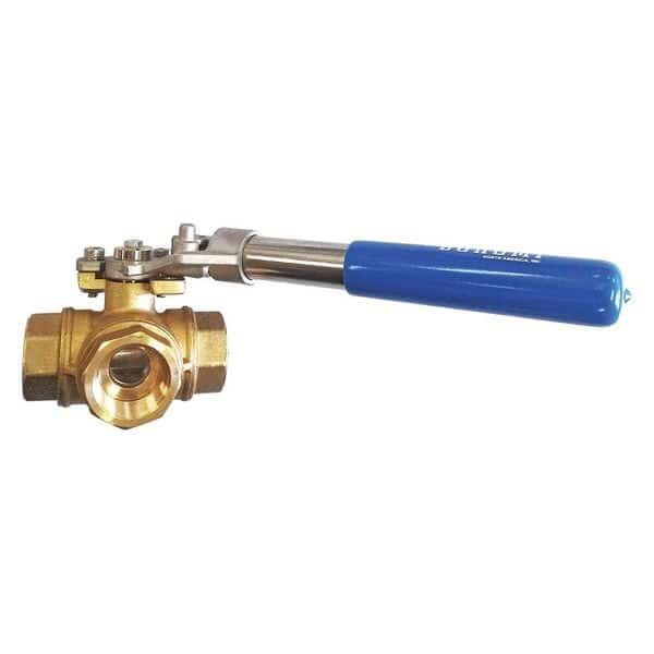 Deadman, 3-Way L port, Brass, Ball Valve, Pipe Size: 2"