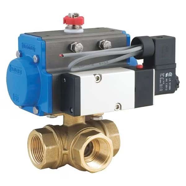Pneumatic, Double Acting Brass, 3-Way T, BONOMI, Mfr# 8P0129-C1-3