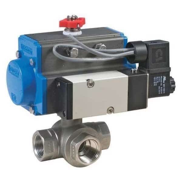 Pneumatic, Double Acting SS, 3-Way, Tport, Ball Valve Product Group: Actuated, Bonomi, Mfr#: 8P0143-C1-2