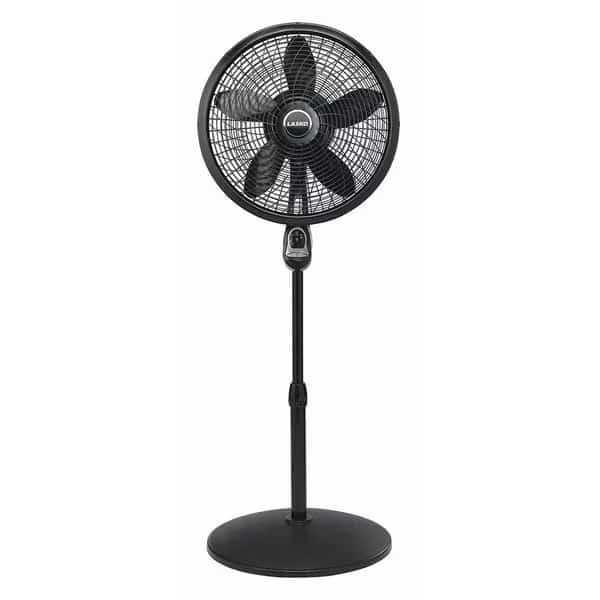18" Blade Dia Pedestal Fan, Black, Remote Control