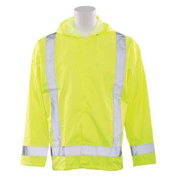 Hi-Vis Oversized Rain Jacket, Polyester/Polyurethane Coating, High Visibility Lime, 3XL/4XL